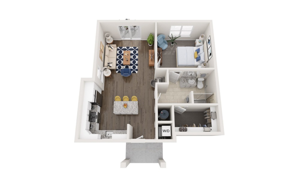 Admiral - 1 bedroom floorplan layout with 1 bathroom and 756 square feet