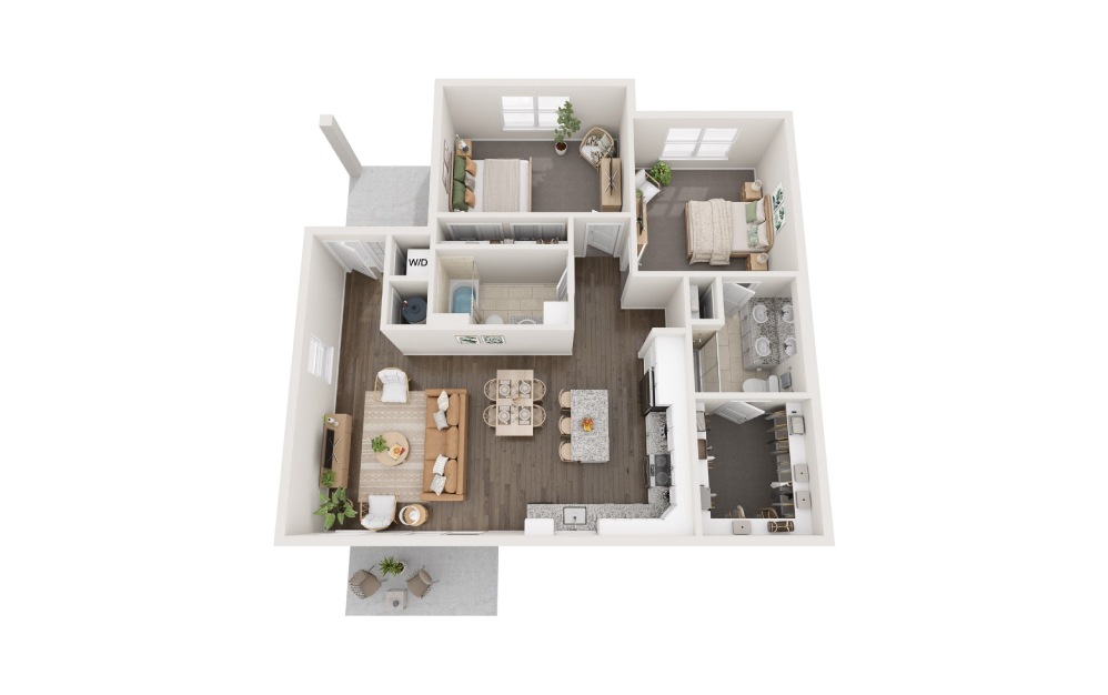 Cavalier - 2 bedroom floorplan layout with 2 bathrooms and 1161 square feet